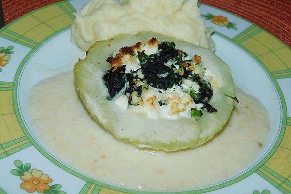 Kohlrabi Filled with Spinach, Sheep Cheese and Shallots