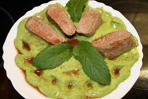 Lamb Salmon with Pea and Mint Puree