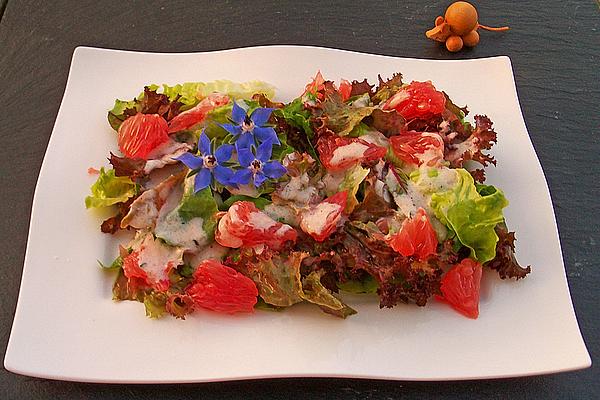 Leaf Salads with Grapefruit and Yogurt Dressing