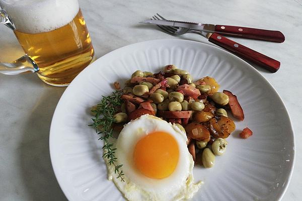Leberkäse – Pan with Broad Beans