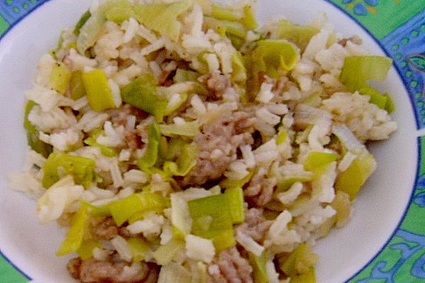 Leeks Rice with Minced Meat