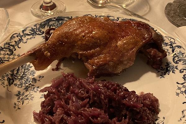 Legs Of Goose on Red Cabbage