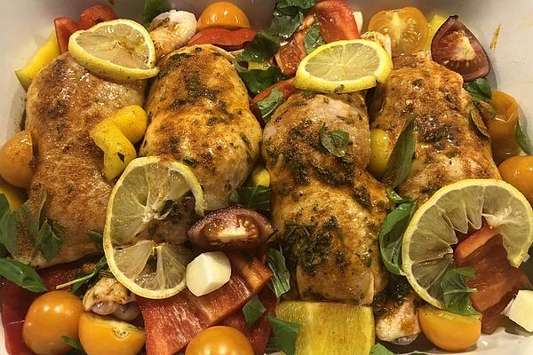 Lemon and Spice Chicken on Bed Of Vegetables