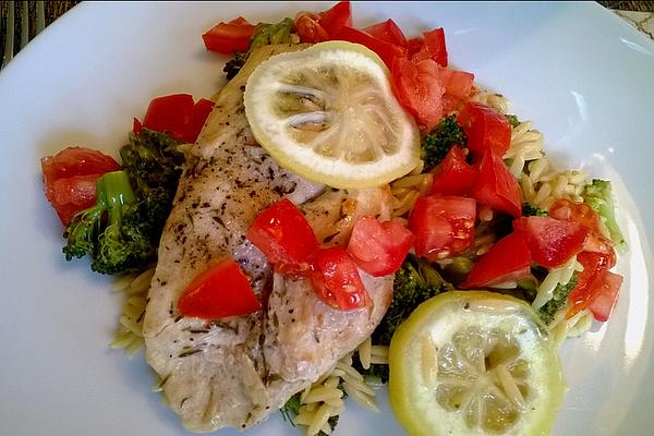 Lemon Chicken with Orzo and Broccoli