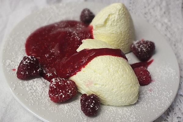 Lemon Mousse with Raspberries