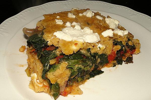 Lentil Bake with Spinach and Feta