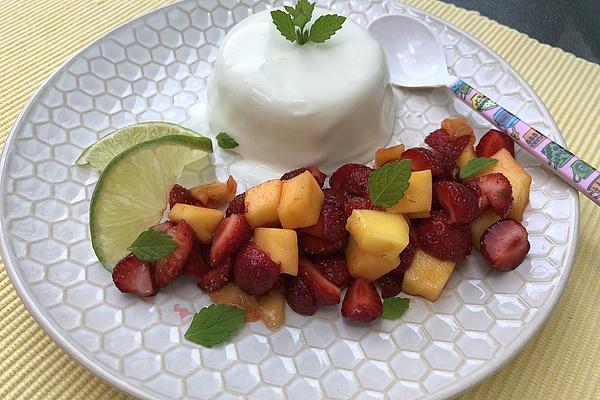 Lime Curd Cream with Strawberries and Mango