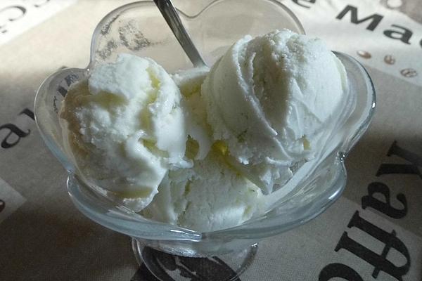 Lime Ice Cream Made from Yogurt and Quark