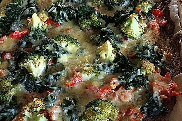 Low Carb Egg White Spinach Broccoli Pizza