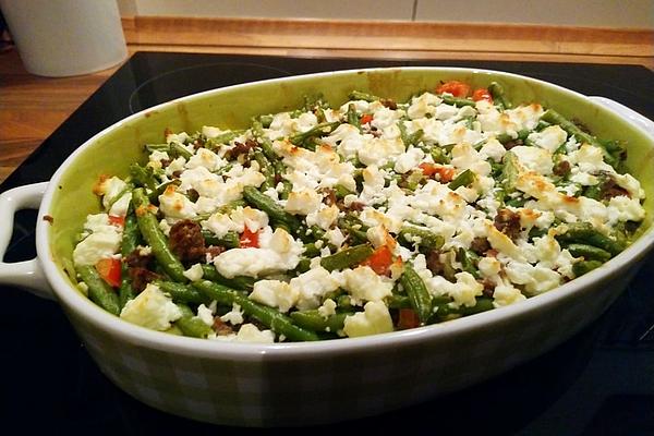 Low Carb Ground Bean Casserole with Feta Cheese