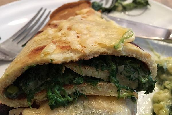 Low Carb Pancakes with Spinach Filling