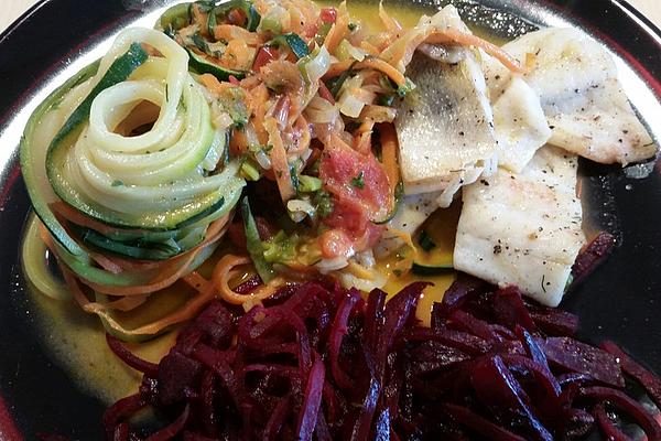 Low-carb Vegetable Zoodles with Fish