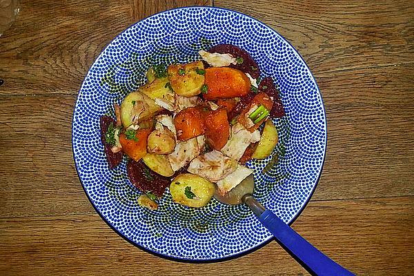 Lukewarm Vegetable Salad with Trout Fillet