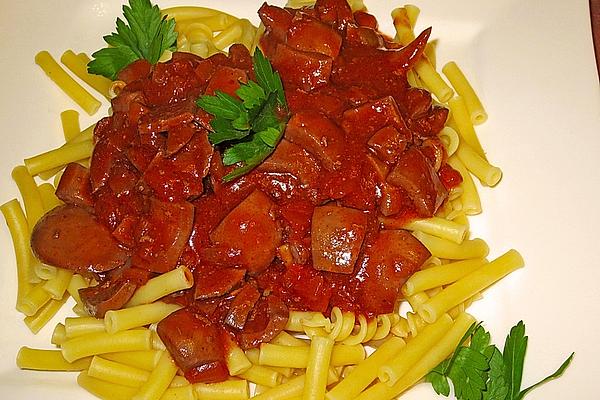 Macaroni with Kidneys in Tomato and Red Wine Sauce