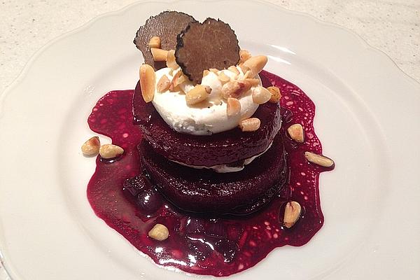Marinated Beets with Goat Cheese Cream and Cabernet Sauvignon Sauce