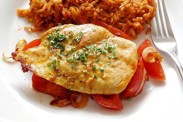 Marinated Chicken Breast on Tomatoes – Onions – Vegetables