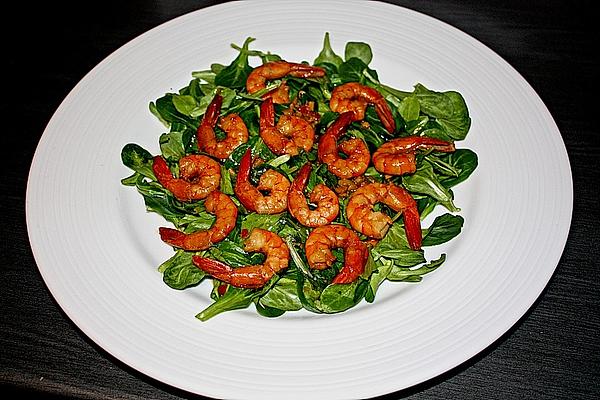 Marinated Grilled Prawns with Lamb`s Lettuce