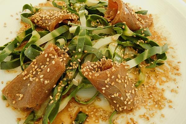 Marinated Tuna on Pak Choi Salad