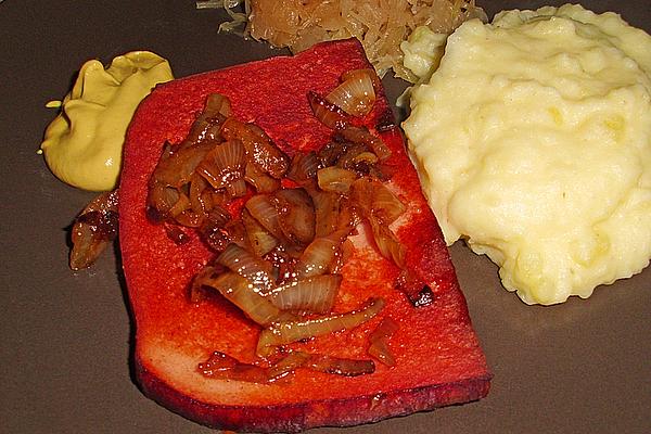 Mashed Potatoes with Meat Loaf and Onions