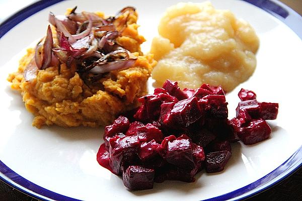 Mashed Sweet Potatoes with Beetroot