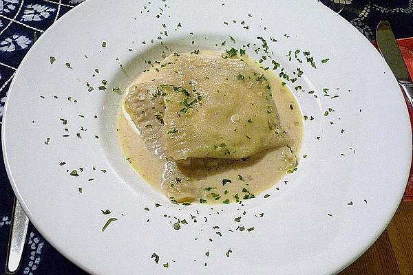 Maultaschen with Salmon Filling and Riesling Sauce