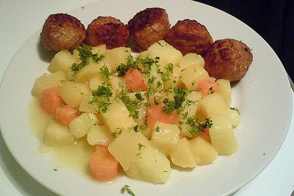 Meatballs on Turnip Vegetables
