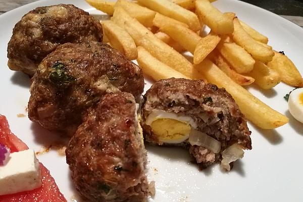 Meatloaf Balls Filled with Quail Eggs