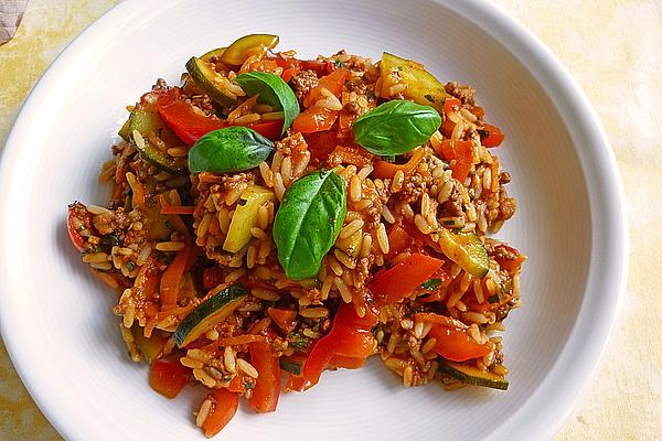 Mediterranean Zucchini Rice Pan with Feta