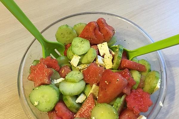 Melon, Cucumber and Herder Cheese Salad