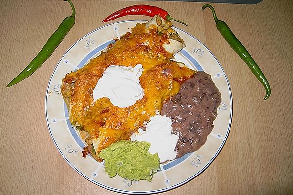Mexican Turkey Enchiladas with Guacamole and Bean Puree