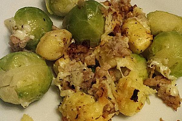 Mince Brussels Sprouts Casserole with Gnocchi