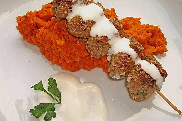 Minced Lamb – Skewers with Oriental Pumpkin Vegetables