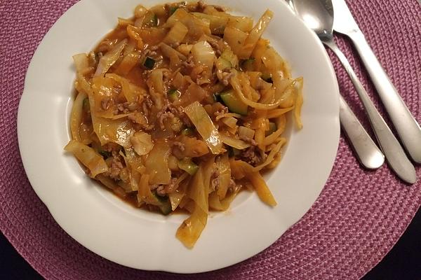 Minced Meat and Cabbage Pan