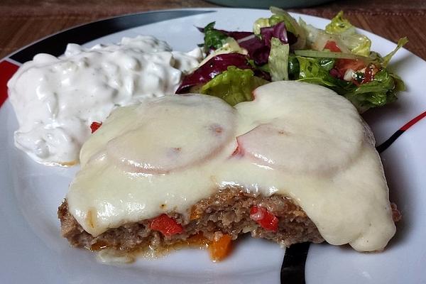 Minced Meat Cake from Tray with Mozzarella