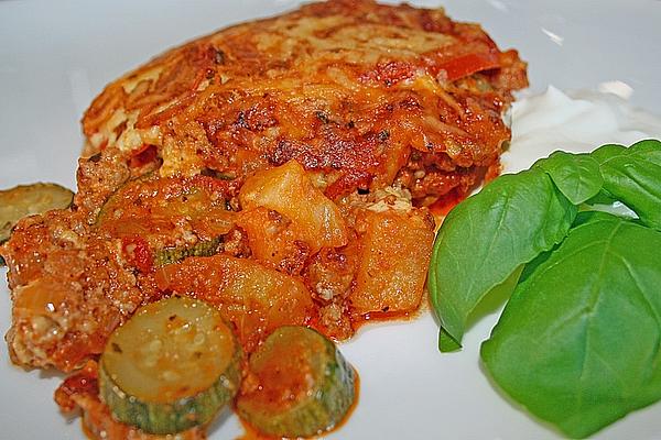 Minced Meat – Zucchini – Potato – Tomato Bake