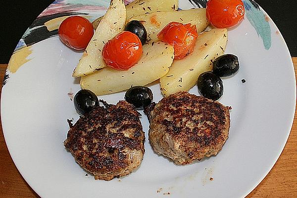 Minced Steaks with Lemon Potatoes
