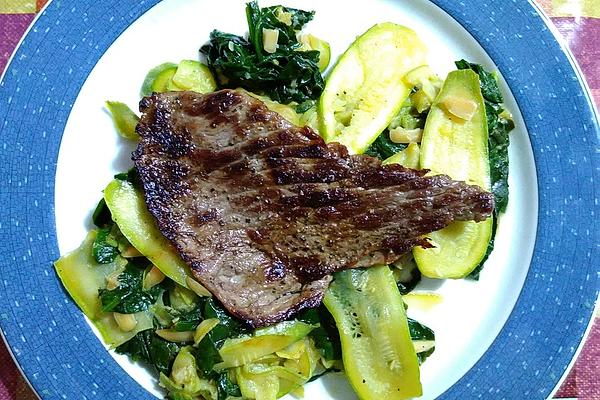 Minute Steaks with Zucchini-spinach Side Dish