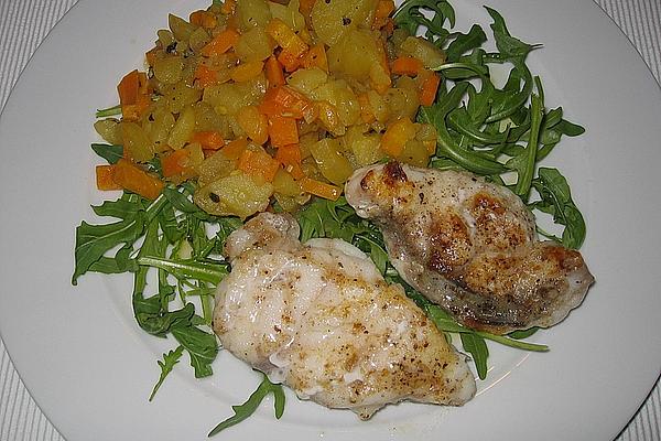 Monkfish with Warm Potato and Carrot Salad