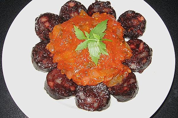 Morcilla with Tomatoes and Garlic