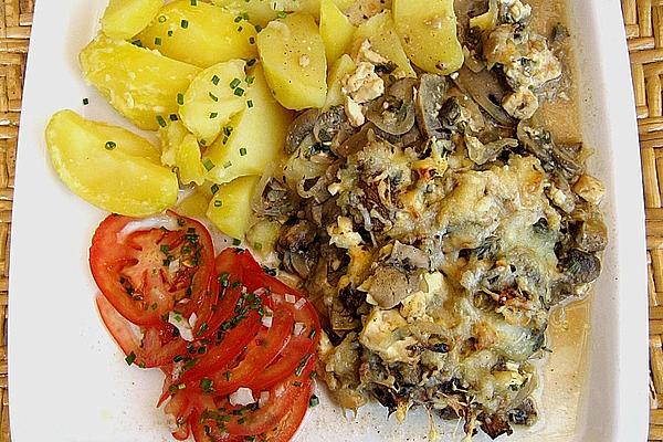 Mushroom and Sheep Cheese Gratin