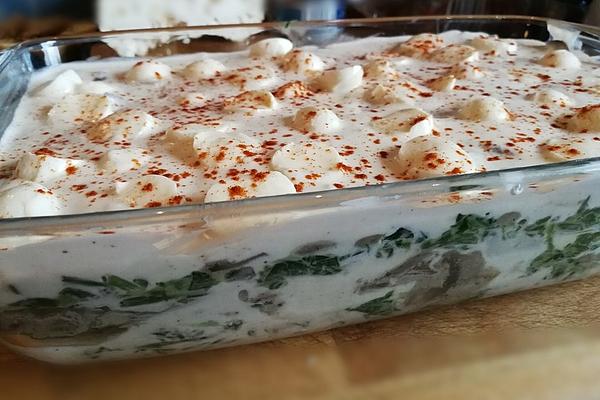 Mushroom – Spinach – Lasagna with Feta Topping