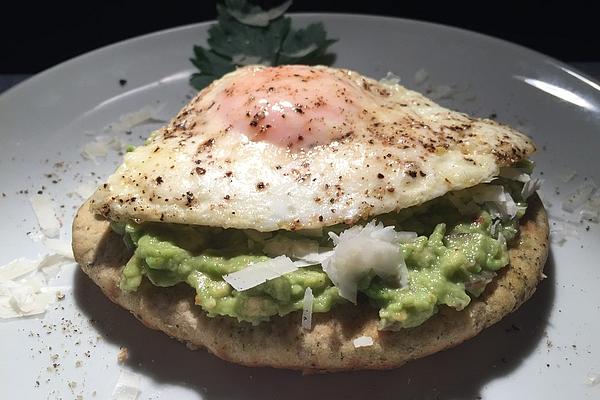 Naan Bread with Avocado and Fried Egg