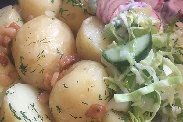 New Potatoes with Bacon Cracklings and Dill