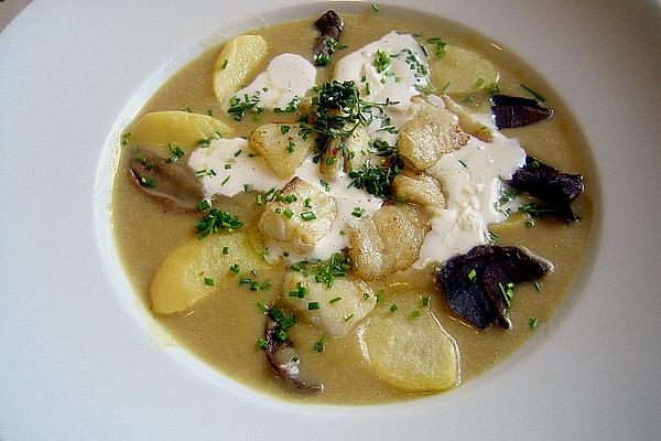 Norwegian Potato and Boletus Soup with Halibut