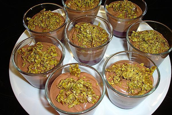 Nougat Mousse with Pine Nut Brittle on Glass Of Mulled Wine