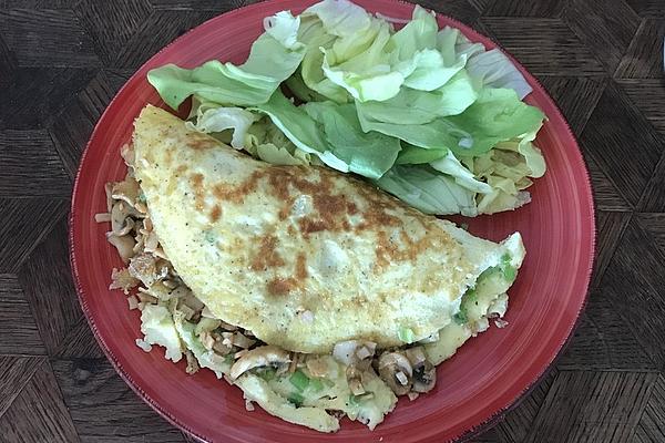 Omelette with Boiled Ham and Mushrooms