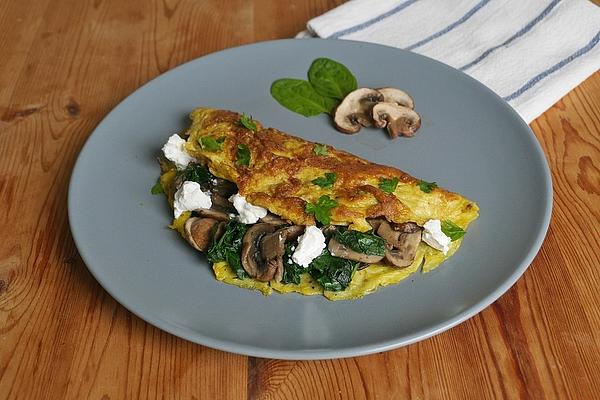 Omelette with Mushroom and Spinach Filling
