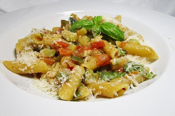 One Pot Pasta with Zucchini, Tomatoes and Parmesan