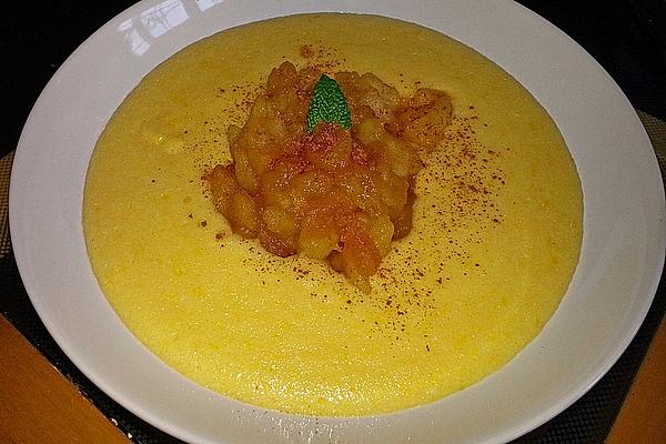 Orange Semolina Porridge with Apple Compote