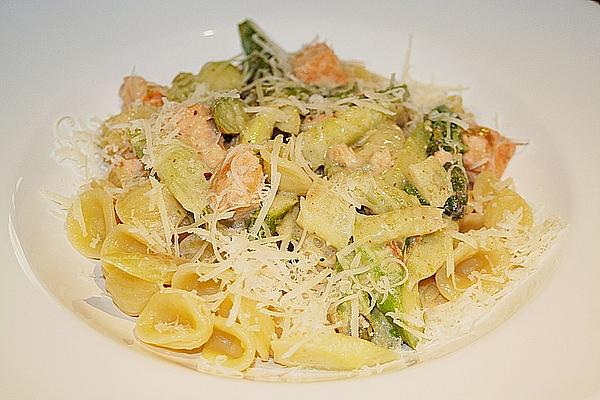 Orecchiette with Green Asparagus and Salmon